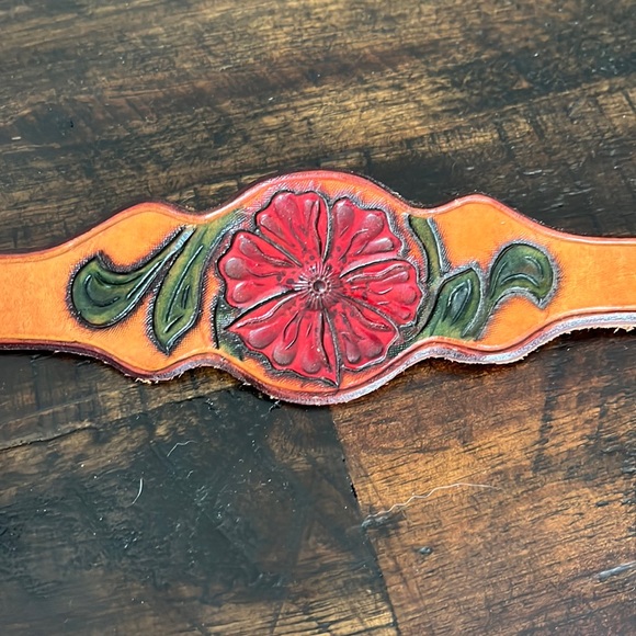 Handmade Painted Leather Cuff Bracelet - Picture 1 of 11